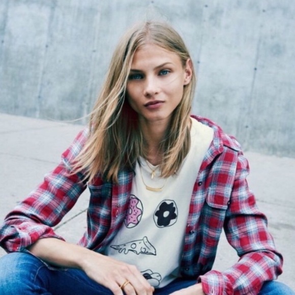 Madewell Tops - HOST PICK! Madewell Red & Gray Button Up Plaid Top